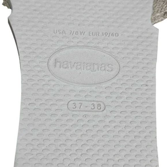 Havaianas Beige Fabric Women's Sandals Sz 7/8W - Picture 3 of 6